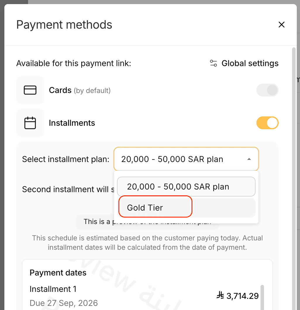 Select override plan