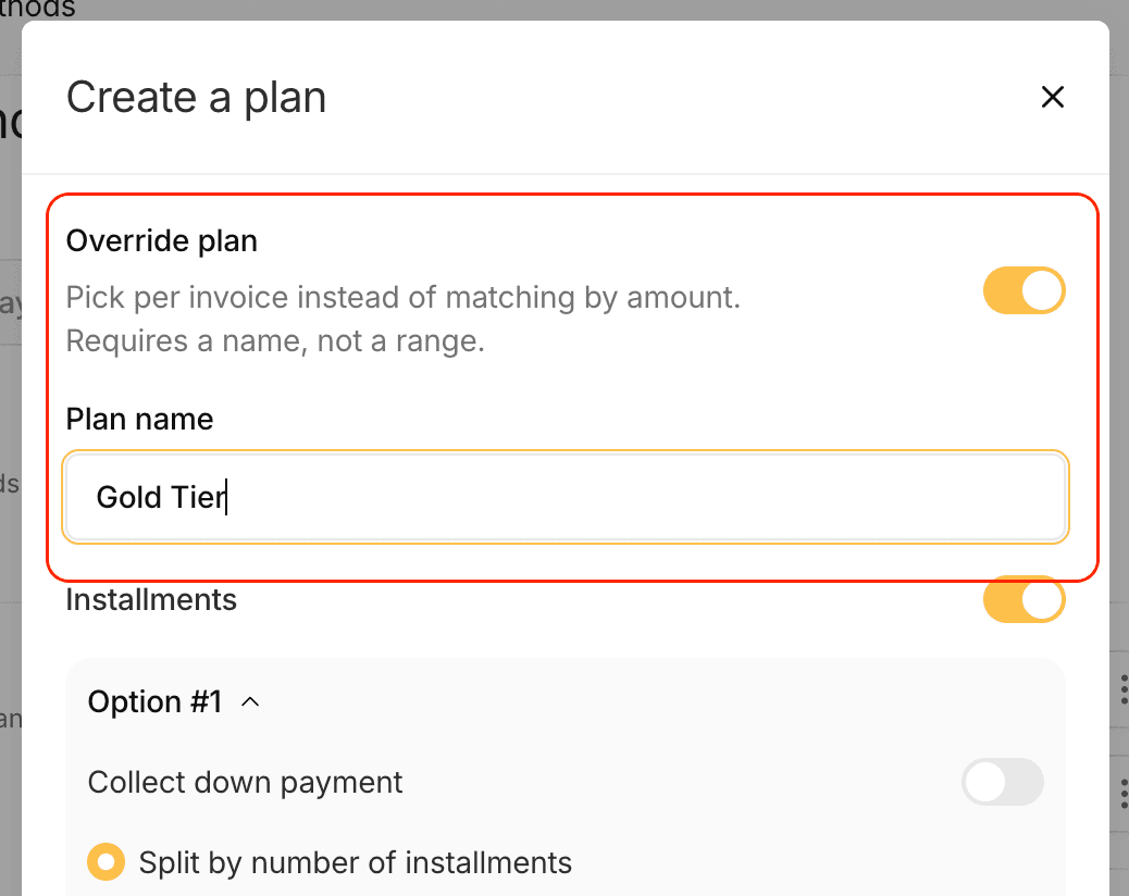 Name override plan