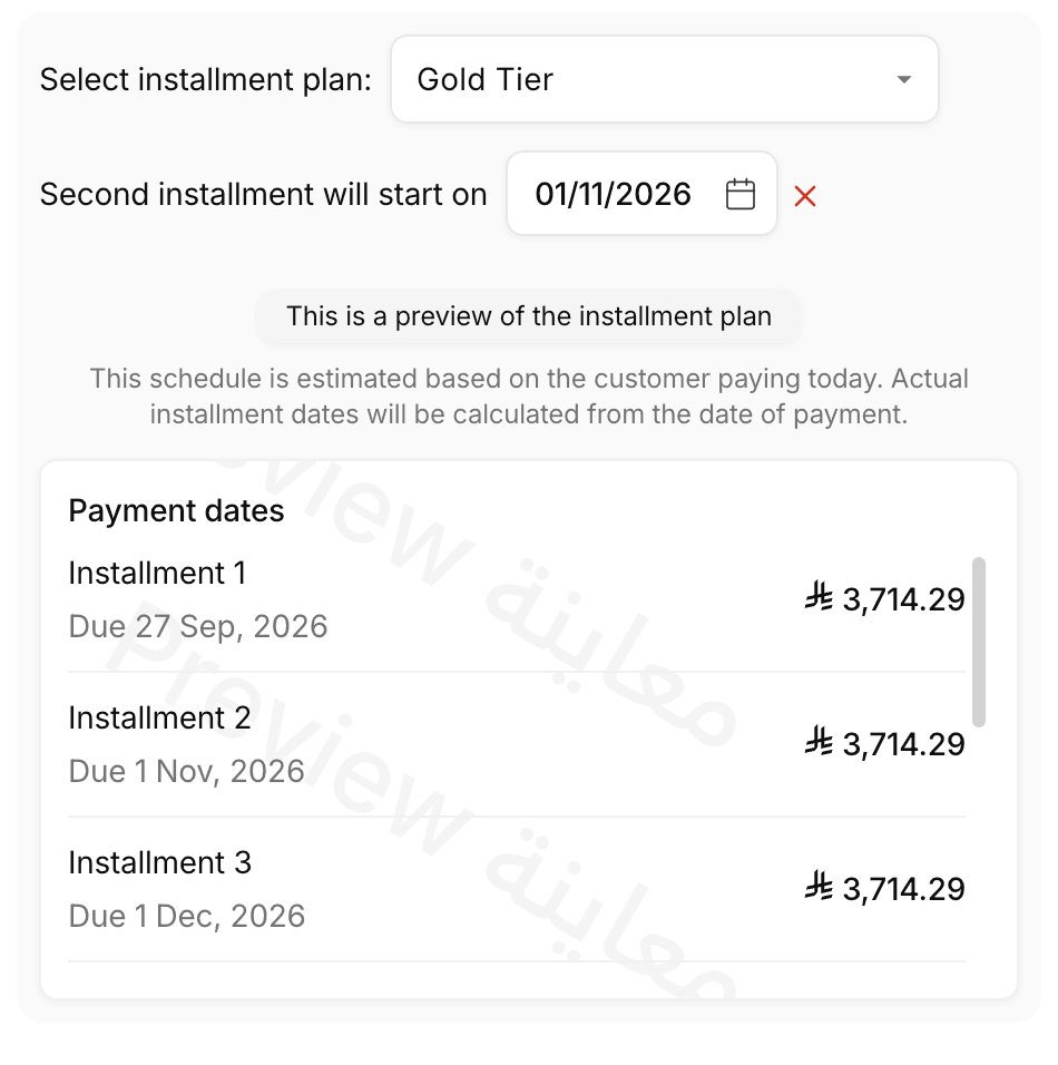 preview installment plans